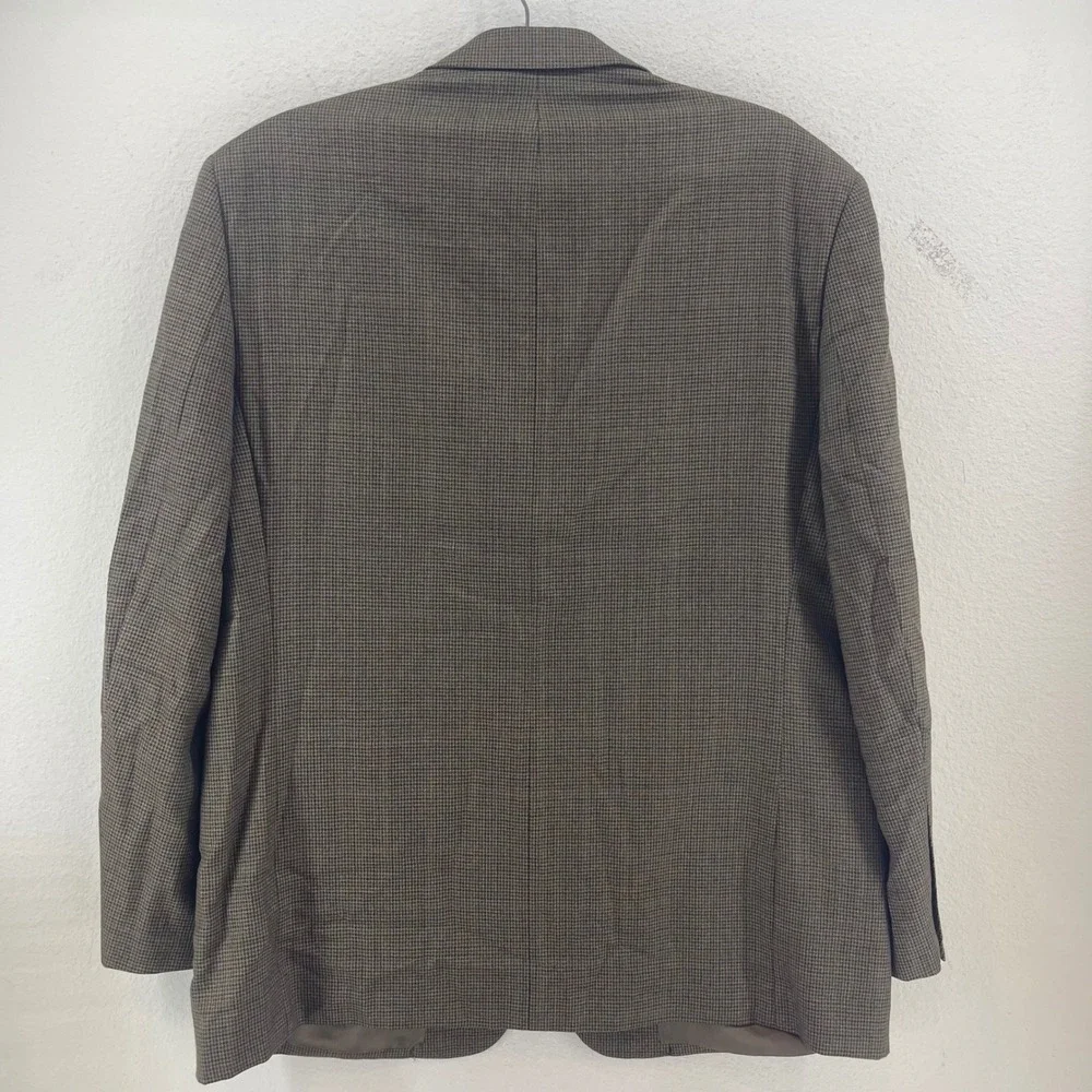 Pronto Uomo Wool Sport Coat Mens 43R‎ Brown Houndstooth Blazer Jacket Academia
